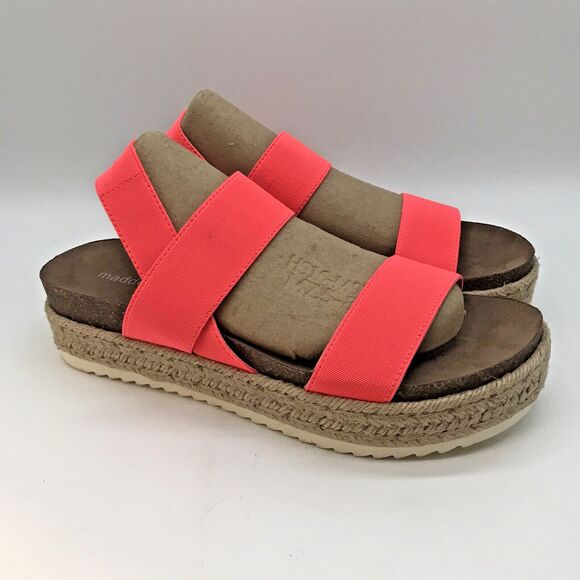 Madden Girl Cybell Espadrille Platform Sandal Women 7.5M Hot Pink Elastic Strap - Picture 3 of 9